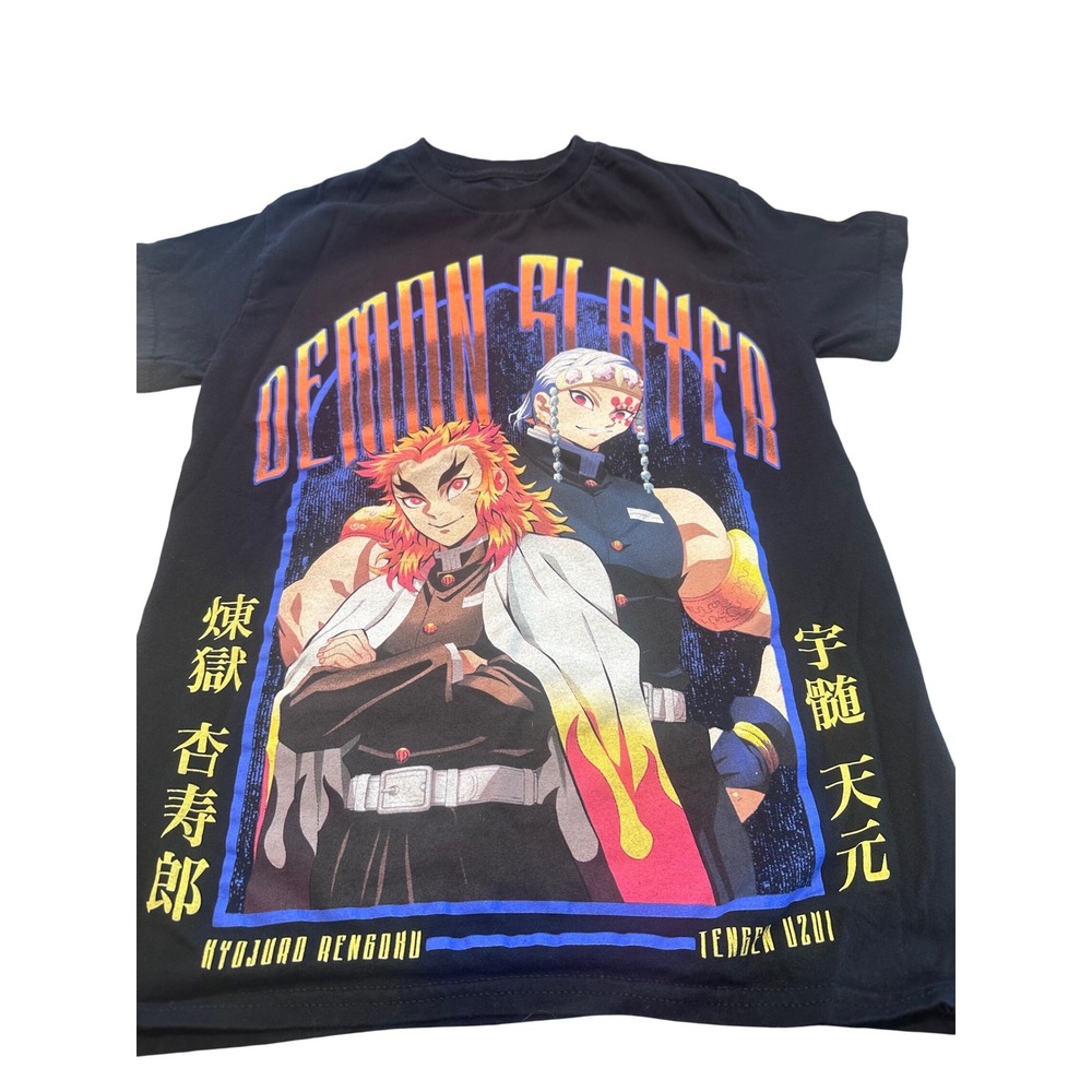 Demon Slayer Rengoku Tengen Uzui Graphic T-Shirt Black Small Anime Tee